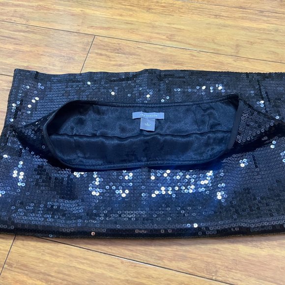 2-piece Black Sequin party mini dress, top size 8, skirt size 6, Ann Taylor - Picture 7 of 9
